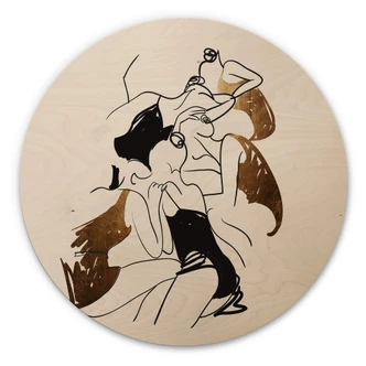 Obraz drewniany Kubistika - Baleriny - Okrągłe 