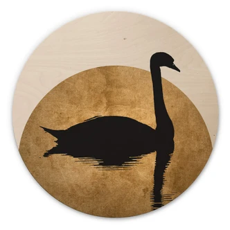 Obraz drewniany Kubistika - Jezioro Łabędzie w pełni księżyca - Okrągły 