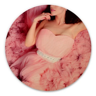 Trätavla - Den rosa klänningen - Rund 