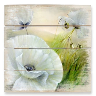 Wooden Wall Art Schmucker - White Flower 