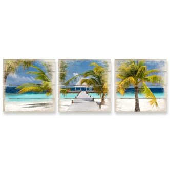 Houten Wanddecoratie De weg in het paradijs (3-delig) 