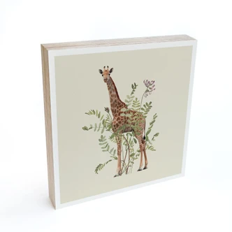 Holzbild zum Hinstellen - Florale Giraffe - Frida Floral Studio - 15x15 cm 