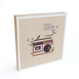 Holzbild zum Hinstellen - Retro Radio floral - Frida Floral Studio - 15x15 cm 