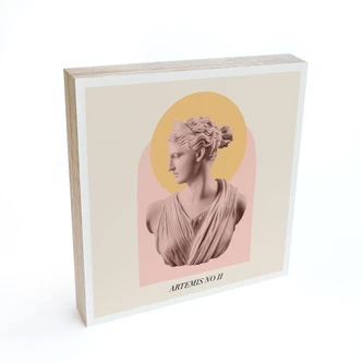 Houten Decoratieblok Beeld van de godin Artemis - Grace Digital Art 