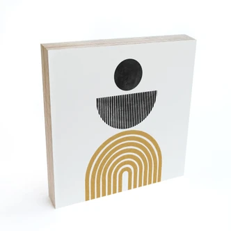 Houten Decoratieblok Abstracte compositie met cirkel en halve cirkel - The Miuus Studio 