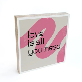 Houten Wanddecoratie - Love is all you need - Volfova - 15x15 cm Houten Wanddecoratie - Love is all you need - Volfova - 15x15 cm