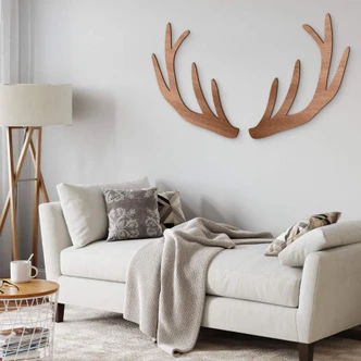 Houten Wanddecoratie Mahoniefineer Gewei (2-delig) 