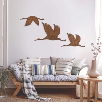 Holzkunst Mahagoni - Kraniche - Vogelschwarm - aus der LandIDEE Wohnen & Deko Kollektion 