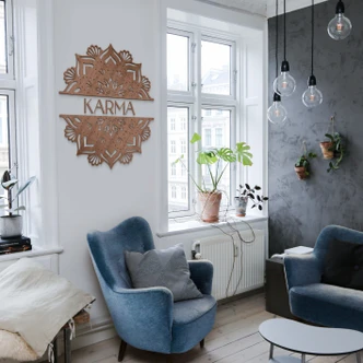 Houten Wanddecoratie Mahoniefineer Mandala - Karma 