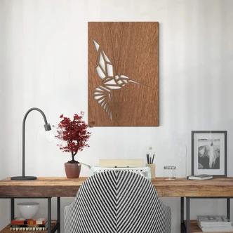 Decoro in legno - Origami Colibrì 