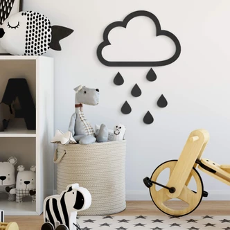Décoration en bois MDF - Nuages et gouttes de pluie (7 parties) 
