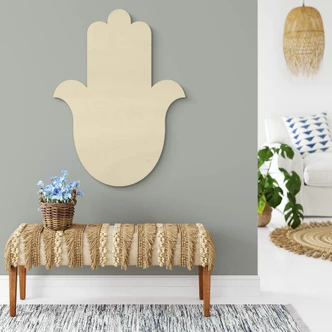 Holzdeko Pappel - Yoga Hamsa Hand Silhouette 