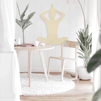 Väggdekorationer i trä poppel - yogaposition sittande 02 