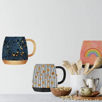 Wall sticker Fredriksson - Sun, Moon, Stars Coffee Cups 