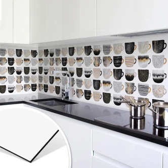 Keukenachterwand Fredriksson - Koffiekopjes Black & Gold 