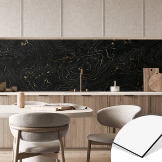 Stænkplade til køkken Abstrakte linjer sort-guld - Amini 