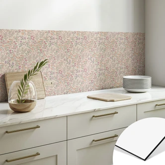 Florale Küchenrückwand Wiesenblumen Vintage - Beige - Bloomery Decor - Erweiterbar 