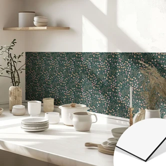 Florale Küchenrückwand Wiesenblumen Vintage - Dunkelgrün - Bloomery Decor - Erweiterbar 