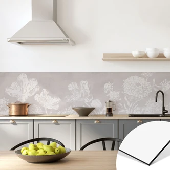 Florale Küchenrückwand Wildblumen in Kreide-Optik Beige - Bloomery Decor 