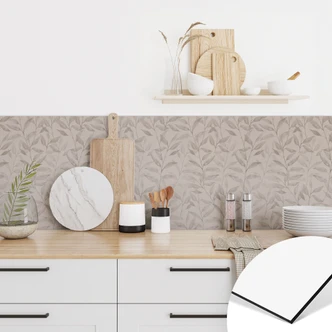 Küchenrückwand Zarte Aquarell-Blätter - Soft Grau - Bloomery Decor 