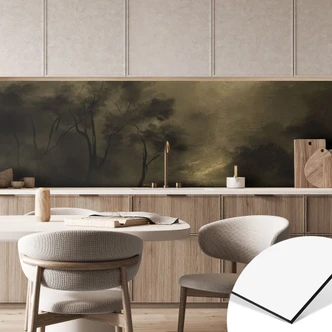 Stænkplade til køkken Træer i skumringens tåge - Hobday 