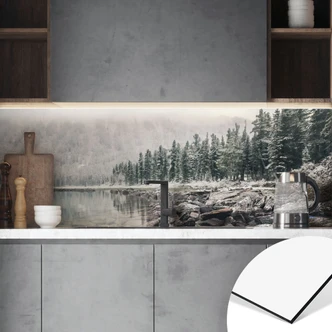 Küchenrückwand Winterwald am See - Rostovskiy 