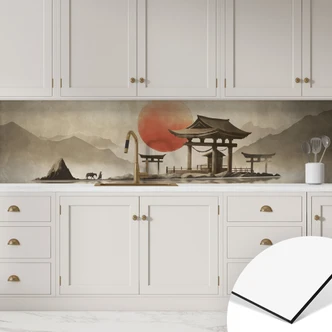 Küchenrückwand Japanischer Tempel im Sonnenaufgang | Asiatische Kunst - Roze 