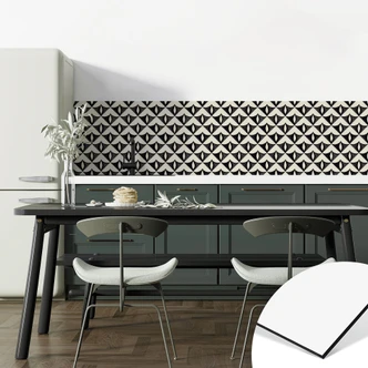 Küchenrückwand Geometrische Ornamente in Schwarz-beige - Treechild 