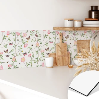 Küchenrückwand Rosa Christrosen im Frühling - UN Designs 