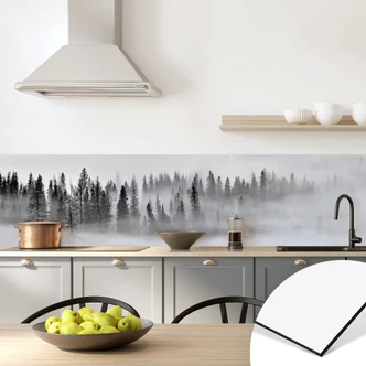 Küchenrückwand Nebelwald in Schwarz-Weiß - Xu 