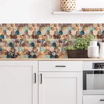 Küchenrückwand Fredriksson - Hexagone: Gold und Kupfer 