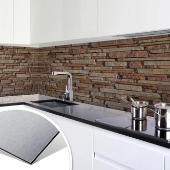 Küchenrückwand - Alu-Dibond-Silber - Mauer 05 Küchenrückwand - Alu-Dibond-Silber - Mauer 05