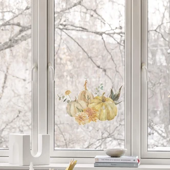 Fensterbild Kürbistrio im Herbstgarten Fensterbild Kürbistrio im Herbstgarten