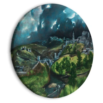 Rundes Leinwandbild Greco - Blick auf Toledo 