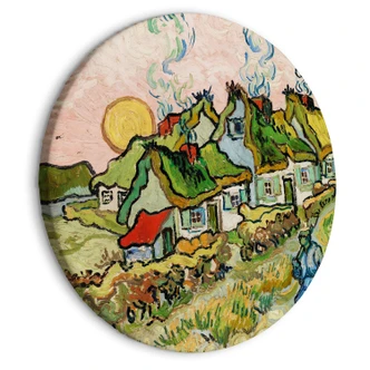 Rundes Leinwandbild van Gogh - Reetgedeckte Häuser in Cordeville 