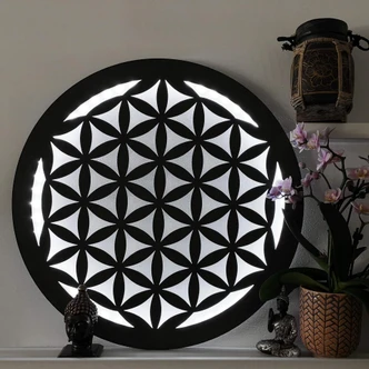 LED-Leuchtdeko aus MDF - Blume des Lebens 
