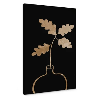 Canvastavla 1X Studio - Gyllene ekblad i en vas 