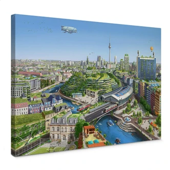 Canvastavla aerroscape - Berlin Solarpunk 