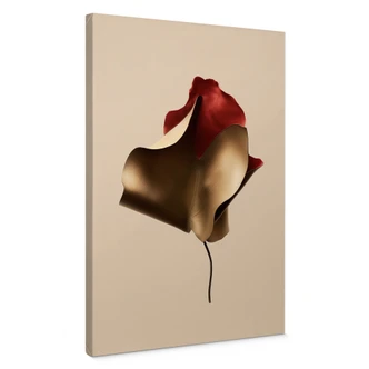 Canvas schilderij Sierlijk blad in goud en rood - Alma 