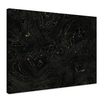 Leinwandbild Abstrakte Linien Schwarz-gold - Amini 