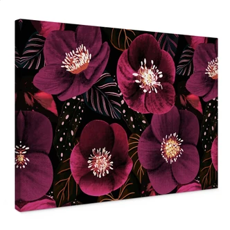 Leinwandbild Florale Blütenpracht in Purpurtönen - Anis Illustration 