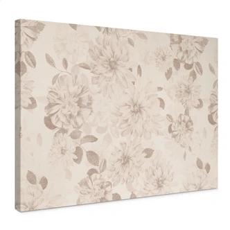 Blumen Leinwandbild Dahlien Shabby Chic Beige - Bloomery Decor 
