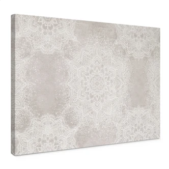 Leinwandbild Sanftes Mandala auf Grau-Beige - Bloomery Decor Leinwandbild Sanftes Mandala auf Grau-Beige - Bloomery Decor
