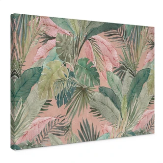 Canvastavla tropiska blad i djungeln rosa - Bloomery Decor 
