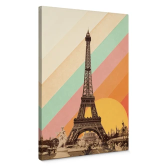 Canvastavla Bodart - Retro Eiffeltorn med regnbåge 