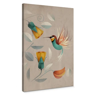 Leinwandbild mit Vogelmotiv - Kolibri - Braun 