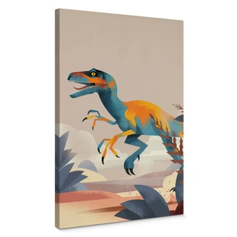 Leinwandbild Kinderzimmer - Velociraptor - Braun 
