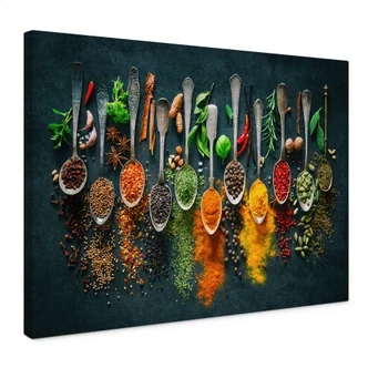 Leinwandbild Bunte Vielfalt an Gewürzen Leinwandbild Bunte Vielfalt an Gewürzen