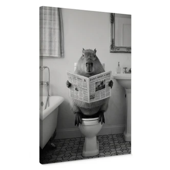 Canvas schilderij Capibara op het stille toilet 