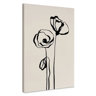 Leinwandbild Line Art Zwei Mohnblumen - Cats & Dotz 